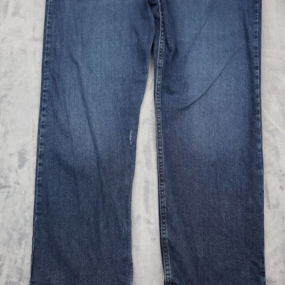 Wrangler Jeans Pants Mens 44x29 Blue High Waist Relaxed Fit Straight Cut Denim